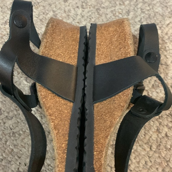 Birkenstock black Papillio Gizeh Solely wedge sandal shoes sz 9 - Picture 6 of 7